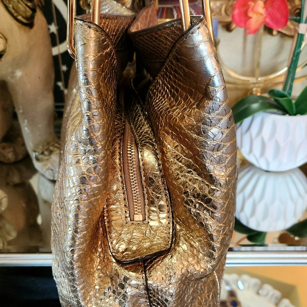 Michael Kors Python Gold Shoulder Tote - Picture 4 of 16
